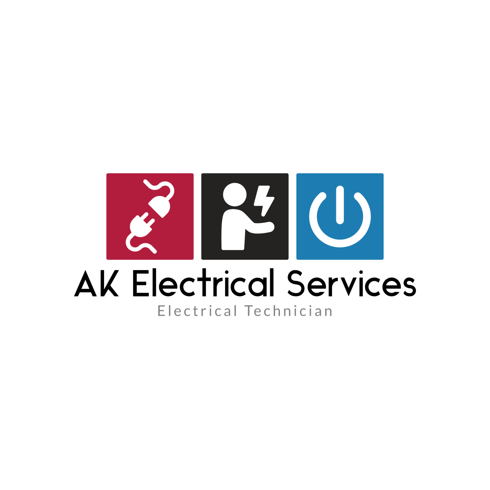 a black background with icons for ak electrical services